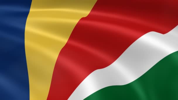 Bandera de Seychelles en el viento . — Vídeos de Stock