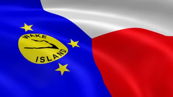 Wake eiland vlag in de wind — Stockvideo