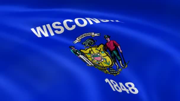 Wisconsinite vlag in de wind — Stockvideo