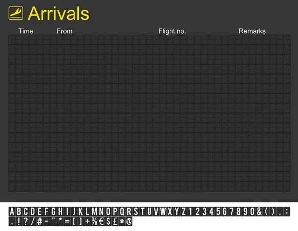 Junta de llegadas de aeropuertos internacionales vacíos — Foto de Stock