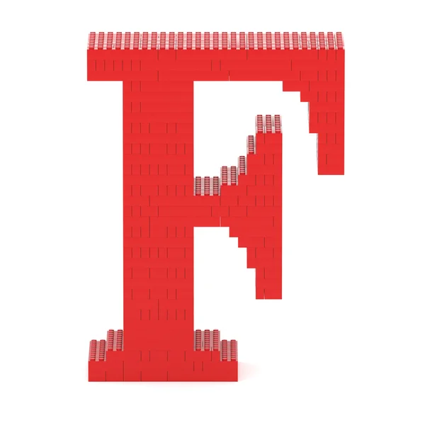 Carta F construída a partir de tijolos de brinquedo — Fotografia de Stock