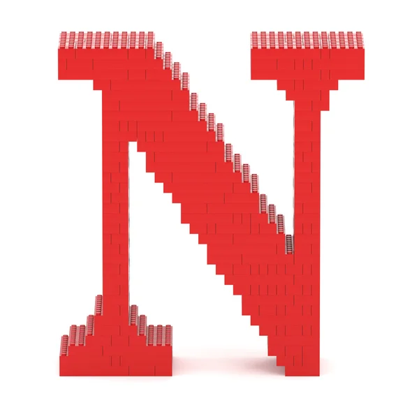 Letter N built from toy bricks — Stock Photo, Image