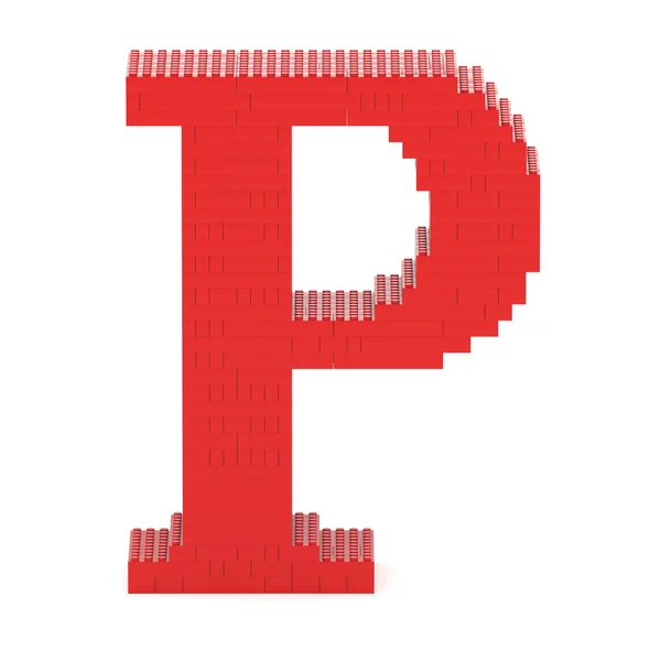 Carta P construída a partir de tijolos de brinquedo — Fotografia de Stock