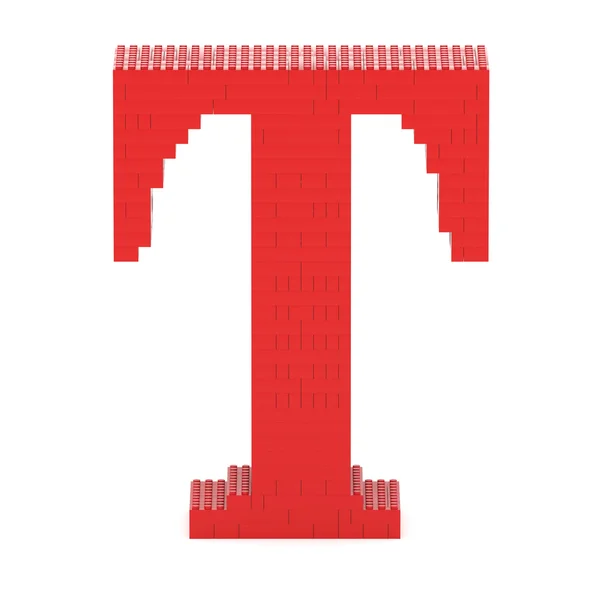 Carta T construída a partir de tijolos de brinquedo — Fotografia de Stock