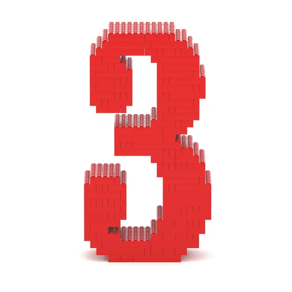 Number3 built from toy bricks — Stock Photo, Image