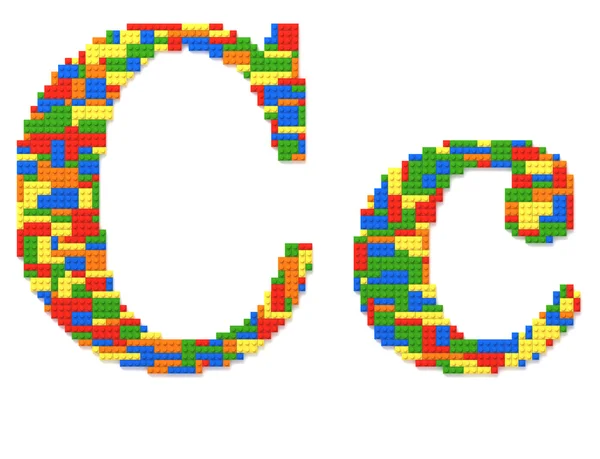 Letter C built from toy bricks in random colors — Stock Photo, Image