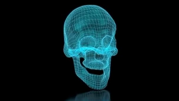 3D Mesh Totenkopf in blauer Farbe. — Stockvideo