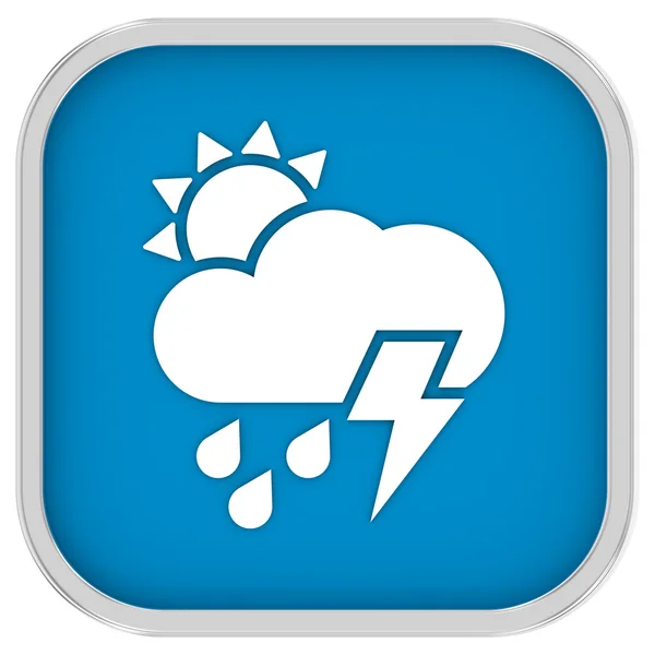 Voornamelijk bewolkt met aanzienlijke hoeveelheid regen en bliksem teken mogelijkheidom — Stockfoto