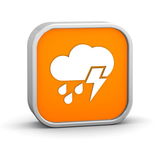 Mainly cloudy with considerable amount of rain and possibility of lightning sign — Stock Photo, Image
