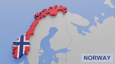 Norveç haritası 3 boyutlu illüstrasyon. 3B görüntüleme ve bir serinin parçası. 