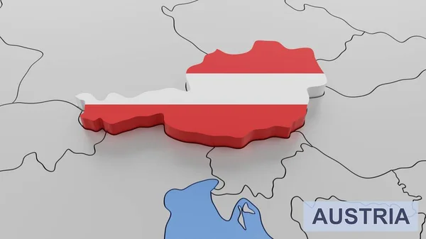 オーストリア地図3Dイラスト 3Dレンダリング画像とシリーズの一部 — ストック写真