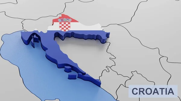 Chorwacja Mapa Ilustracja Obraz Renderowania Część Serii — Zdjęcie stockowe