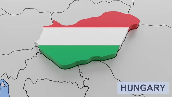 Hungary Map Illustration Rendering Image Part Series — Stock Photo, Image