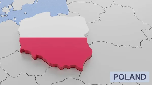Poland Map Illustration Rendering Image Part Series — Stock Photo, Image