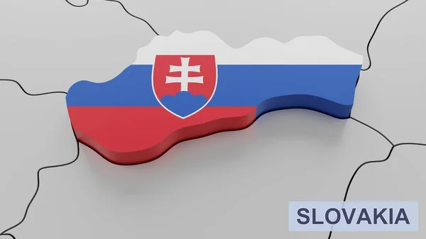スロバキア地図3Dイラスト 3Dレンダリング画像とシリーズの一部 — ストック写真