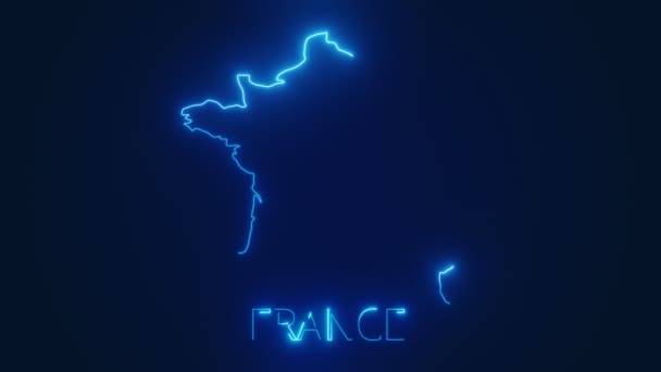 Francie Zářící Mapa Ilustrace Vykreslování Videa Součástí Série — Stock video