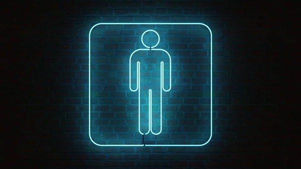 Neon Men Toilets Entrar Cor Azul Parte Uma Série — Fotografia de Stock