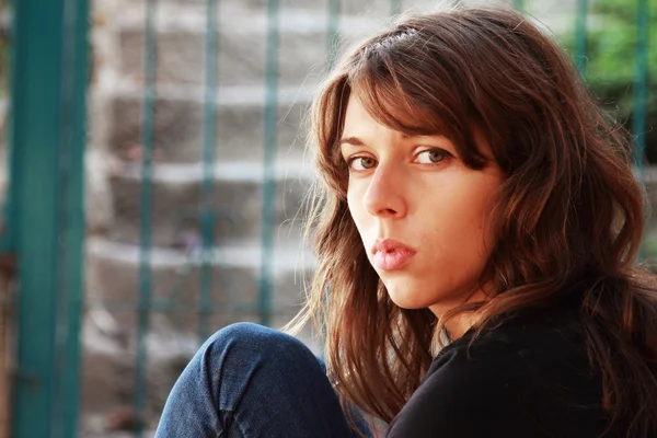 Portrait of sad young girl — Stock Photo, Image