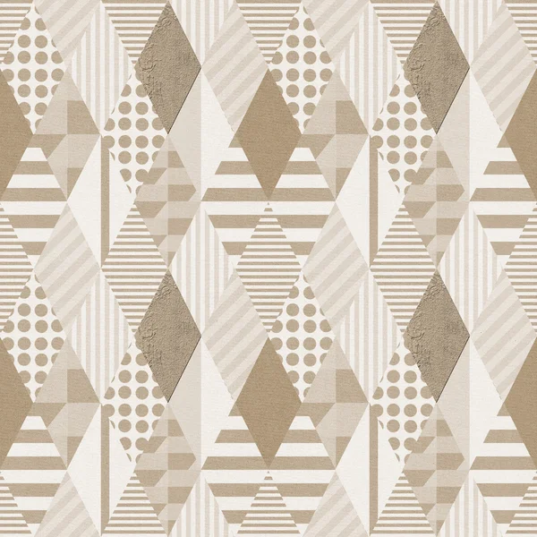 Seamless geometric sepia pattern on textured paper — Stock Photo, Image