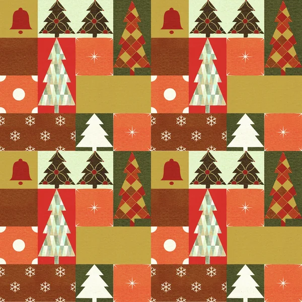 无缝圣诞背景与树 — 图库照片