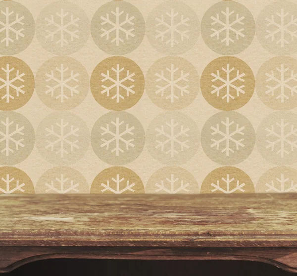 빈티지 테이블 및 눈송이 패턴 배경 — 스톡 사진