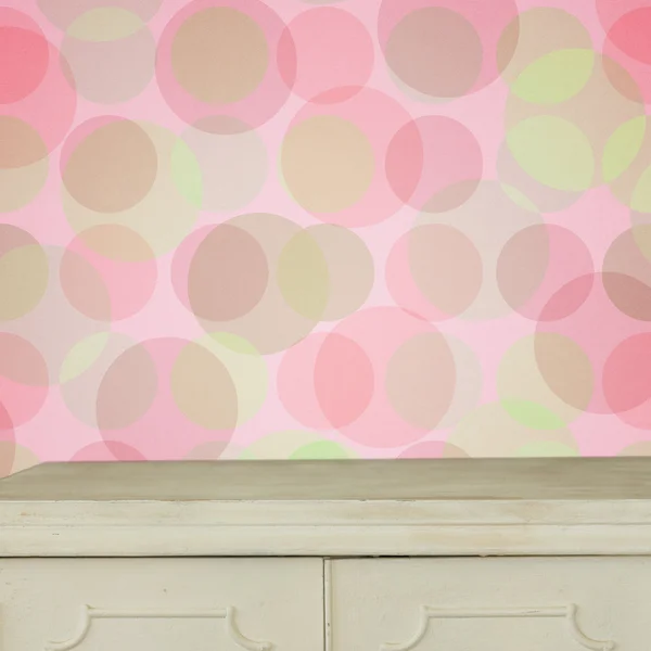 Background with vintage table and paper with random large dots — Stock Photo, Image