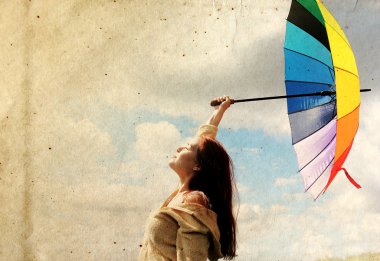 Картина, постер, плакат, фотообои "женщина с зонтиком. фото в стиле старого цветного изображения
.", артикул 43730795