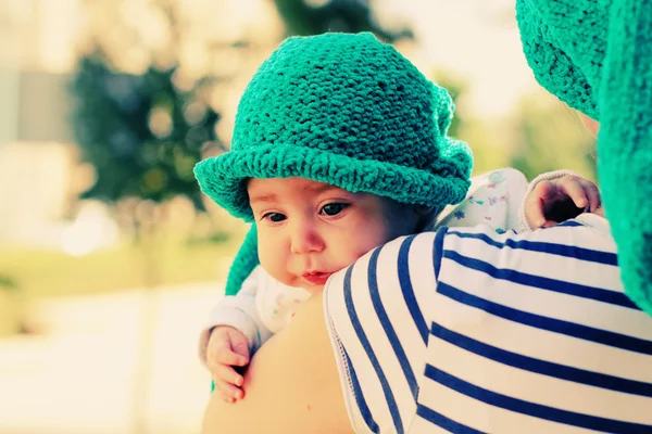 Portrait 3 month old baby outdoors — Stock Photo, Image