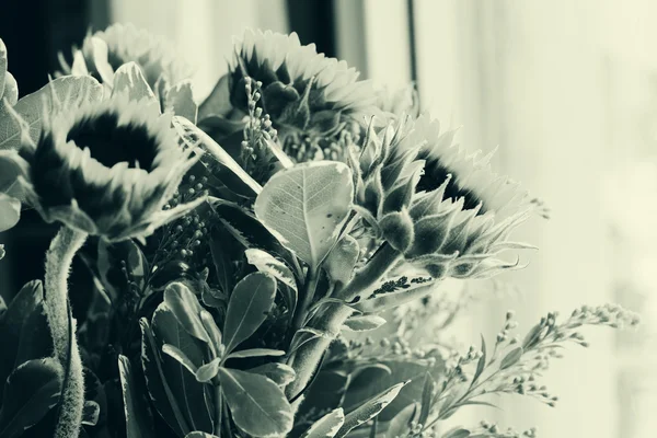 Sunflowers near window — Stock Photo, Image