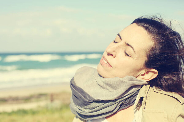 Portrait of real 45 years old woman