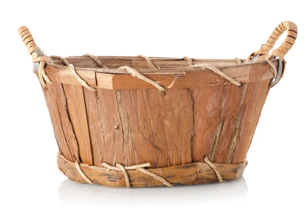 Wooden wattled basket — Stock Photo, Image