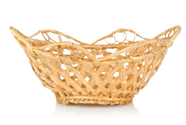 Wooden wattled basket isolated — Stock Photo, Image
