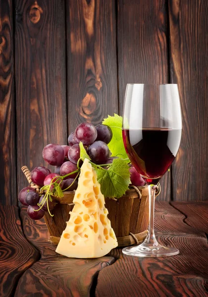 Wine glass and cheese — Stock Photo, Image