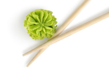 ahşap çubuklar ve izole wasabi