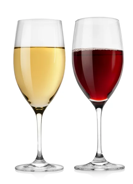 Red wine glass and white wine glass — Stock Photo, Image