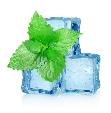 Three ice cubes and mint clipart