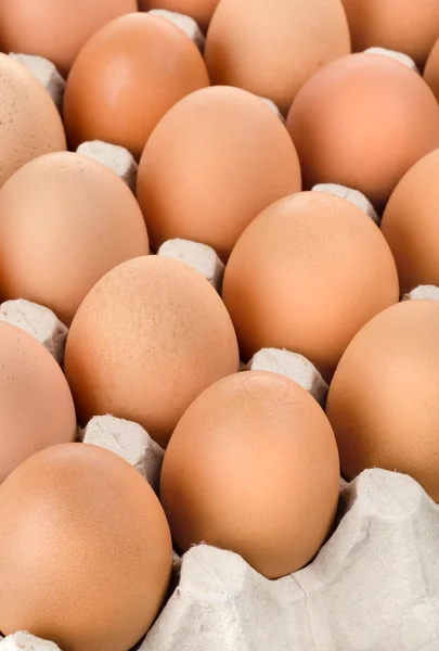 Huevos en bandeja de cartón —  Fotos de Stock