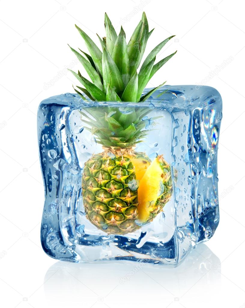 Ice cube and pineapple