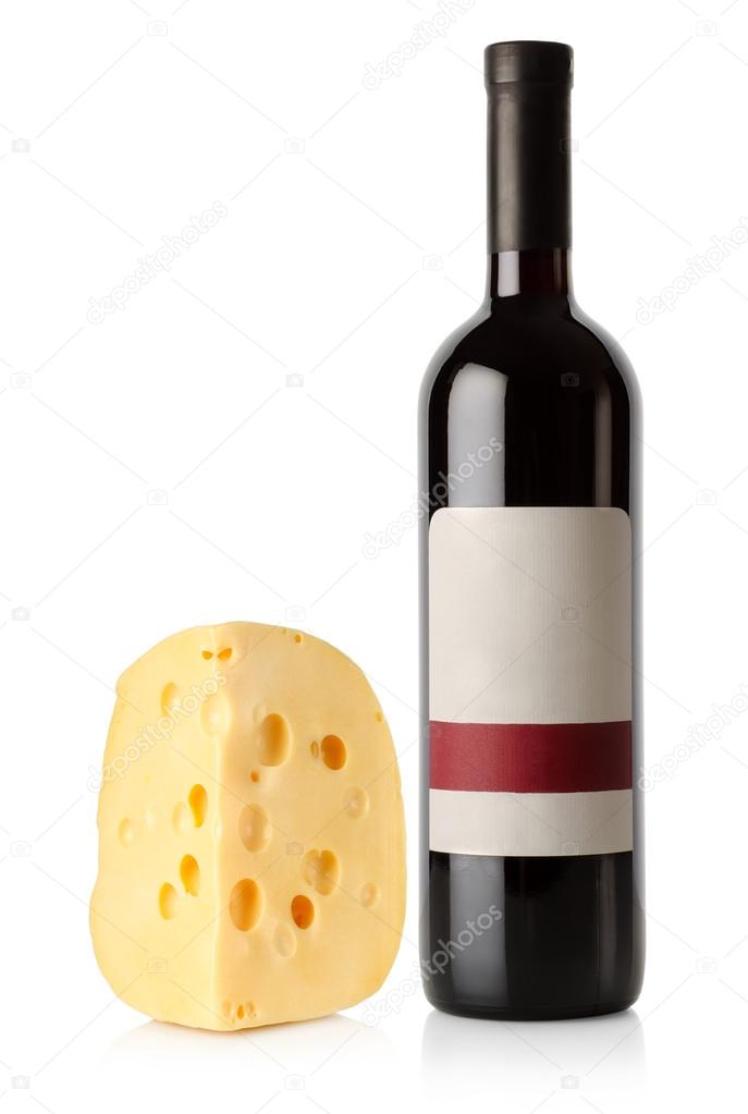 葡萄酒瓶和荷兰奶酪 图库照片 C Givaga
