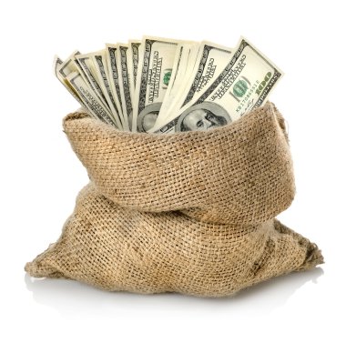 Money in the bag isolated clipart