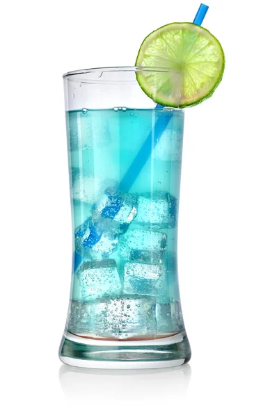 Blue cocktail in a big glass — Stock Photo, Image