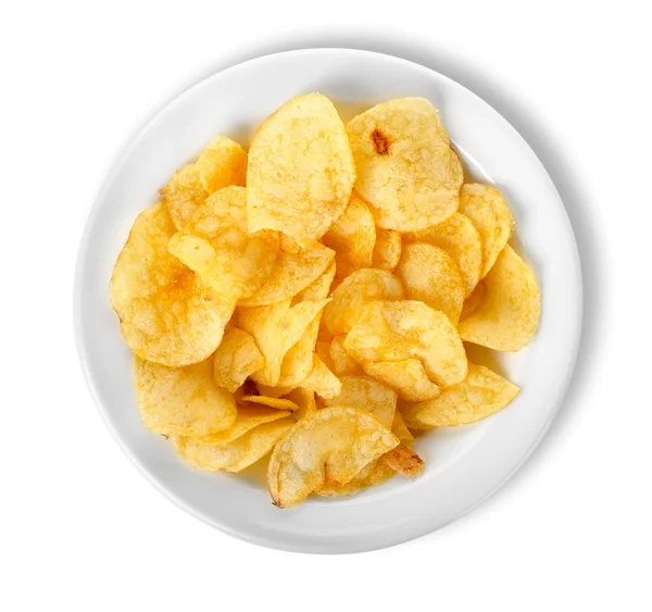 Chips in a plate isolated — Stock Photo, Image