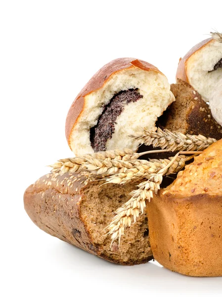 Collection of different bread isolated — Stock Photo, Image