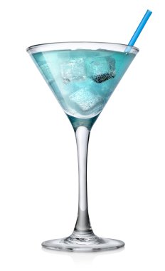mavi bir yüksek cam kokteyl