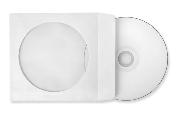 CD z przypadku papieru na białym tle — Zdjęcie stockowe