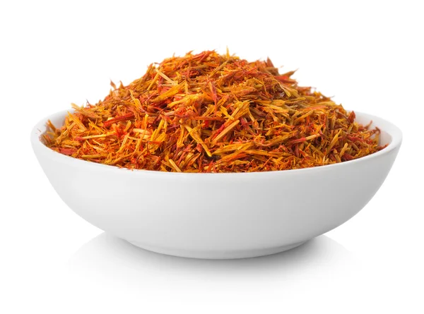 Saffron in plate — Stock Photo, Image