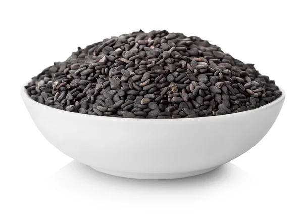 Black sesame in plate — Stock Photo, Image