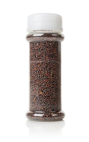 Black mustard in a jar — Stock Photo, Image