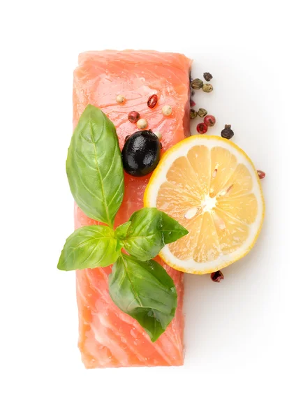 Fillet of salmon with lemon and olive — Stock Photo, Image