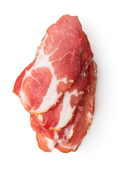 Bacon isolerad på vitt — Stockfoto